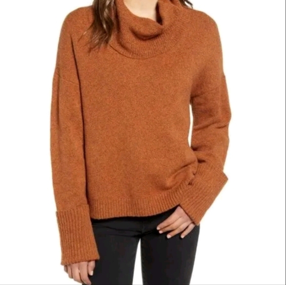 Chelsea28 Sweaters - Chelsea 28 Size Medium Cowl Neck Sweater Orange Jam Heather Stretch Cotton NWT